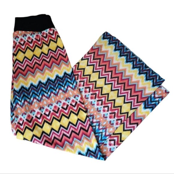 Vamp Colorful Palazzo Stretchy Wide Leg Pants Size Small - Picture 2 of 2